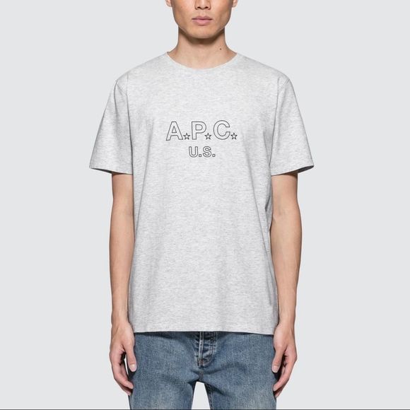 A.P.C. U.S. STAR LOGO TEE IN GREY MELANGE 2017 U.S. CAPSULE COLLECTION - Picture 2 of 15